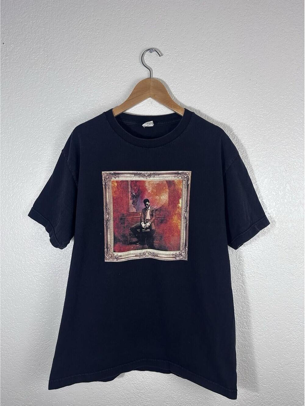 Kid Cudi Graphic T-Shirt Framed Portrait Print Black Size Large Made in Mexico